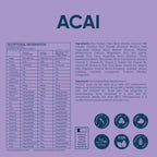 Açaí protein powder sachet nutrition information and ingredients