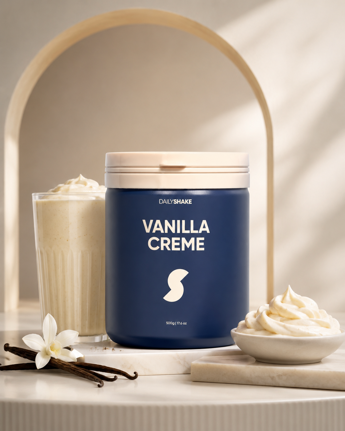 Vanilla Creme protein powder hero
