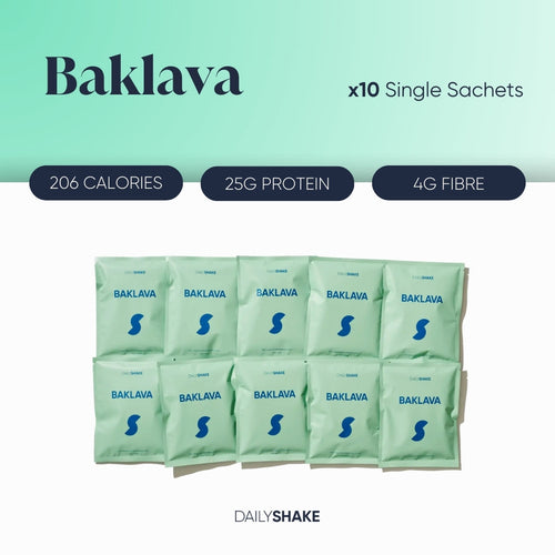 Baklava 10-sachet protein powder pack hero image