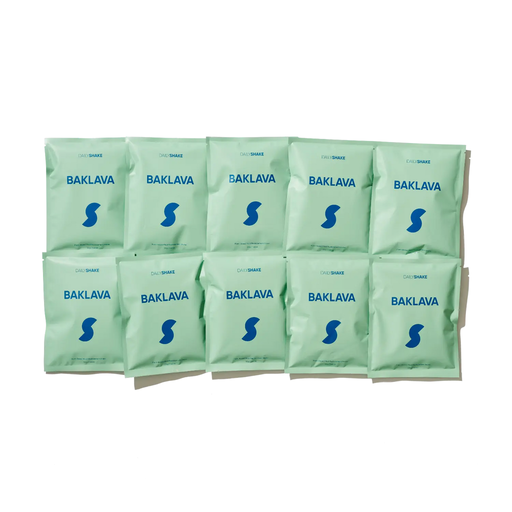 Baklava 10-sachet protein powder pack lifestyle image