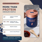 Chocolate Soufflé plant protein powder benefits with 17 vitamins and minerals, prebiotic fibre, probiotic and digestive enzymes in Australia