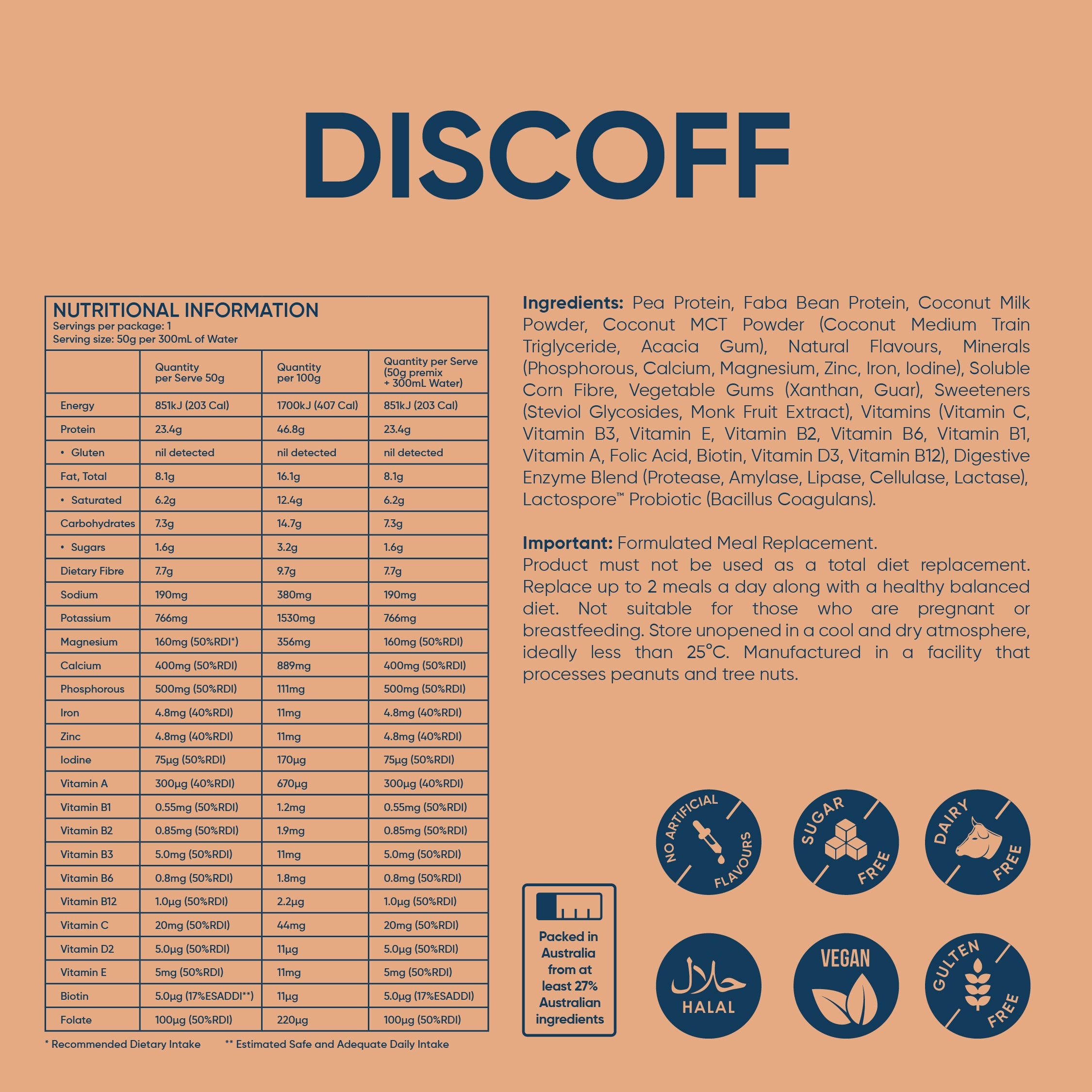 Discoff protein powder nutrition information and ingredients