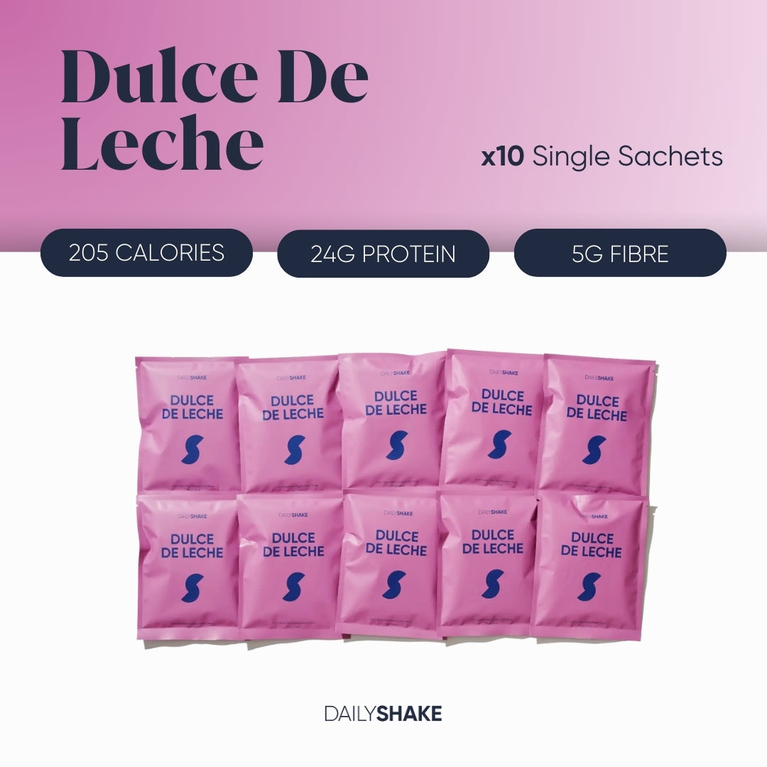 Dulce De Leche 10-sachet protein powder pack hero image