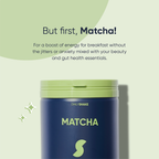Matcha 2-sachet protein powder pack lifestyle image