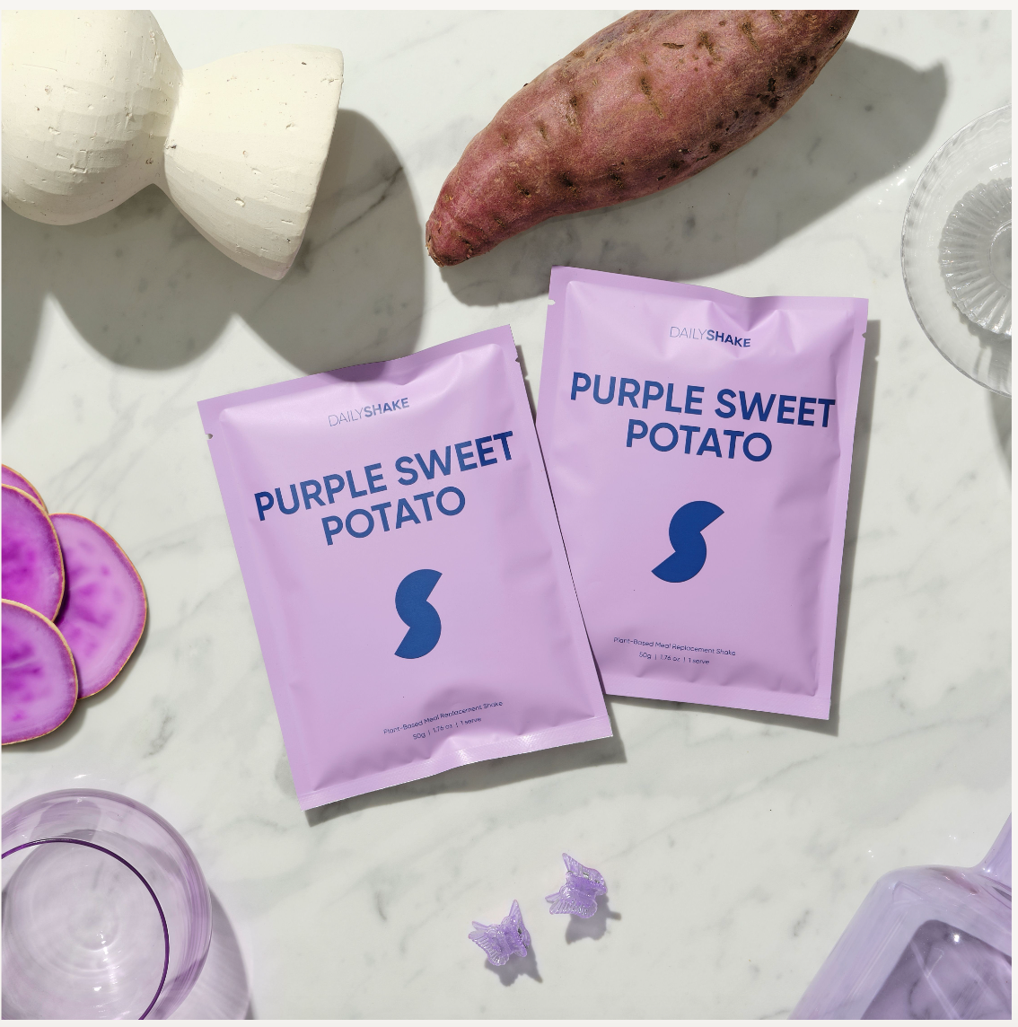 Purple Sweet Potato 2-sachet protein powder pack hero image