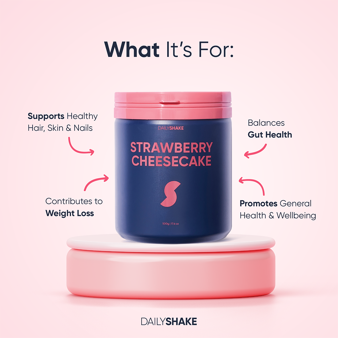 Strawberry Cheesecake 2-sachet protein powder pack lifestyle image