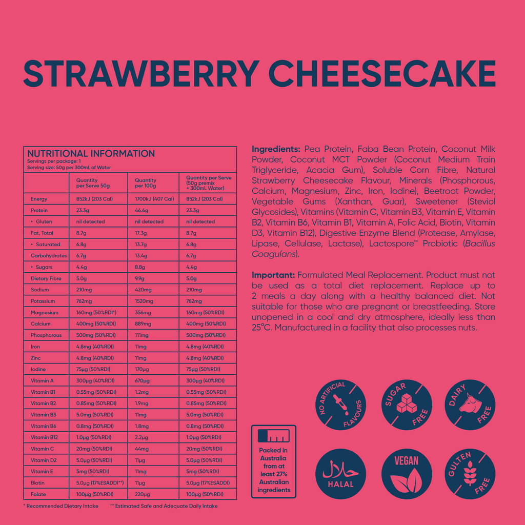 Strawberry Cheesecake protein powder nutrition information and ingredients