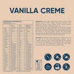 Vanilla Creme protein powder nutrition information and ingredients