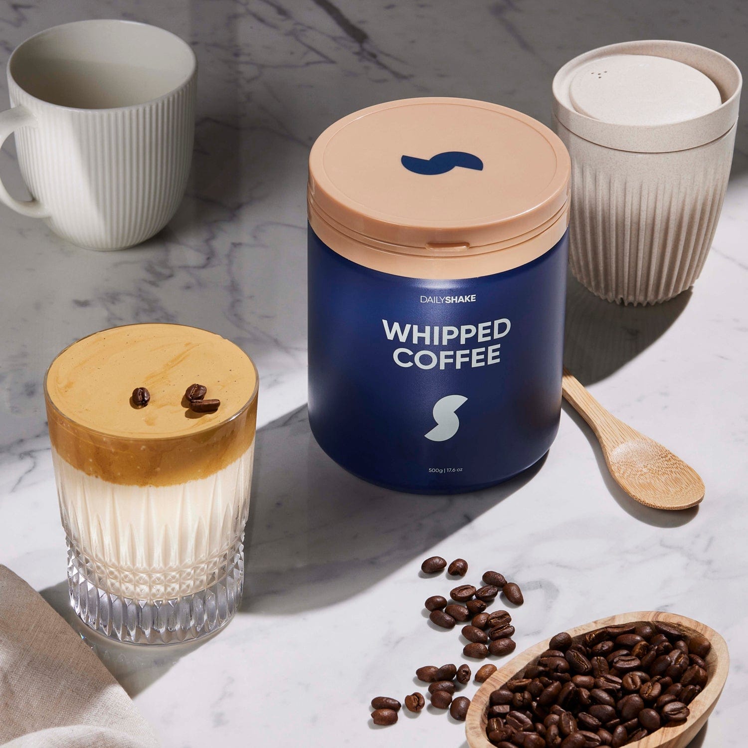 Whipped Coffee protein powder jar by Daily Shake